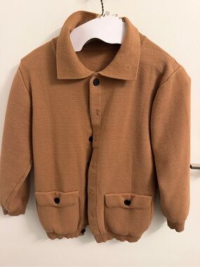 Amazon Essentials Caramel Brown Knit Bomber Jacket